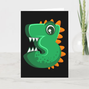 Carte TROIS REX 3 ans 3e anniversaire enfants Dino