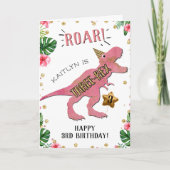 Carte Trois Rex Dinosaur 3e anniversaire (Devant)