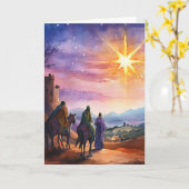 Carte Trois rois après la scène d'aquarelle étoile (Fleur jaune)