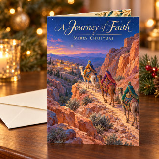 Carte Trois Rois voyagent vers Bethléem Noël