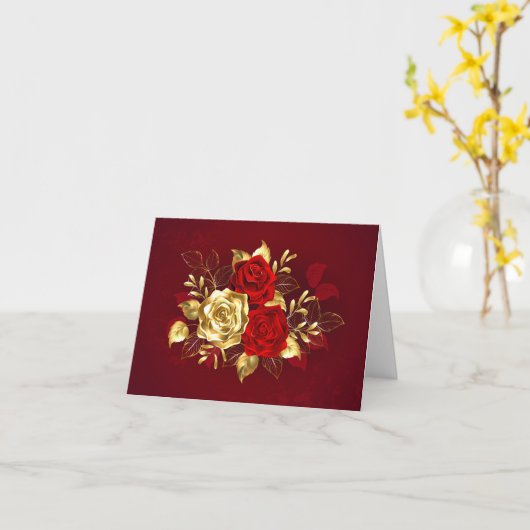 Carte Trois Roses de bijoux (Fleur jaune)