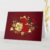Carte Trois Roses de bijoux (Fleur jaune)