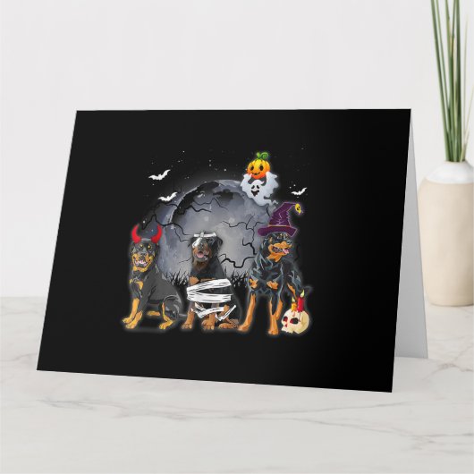 Carte Trois Rottweilers Satan Sorcière Momie Costume Hal (Devant)