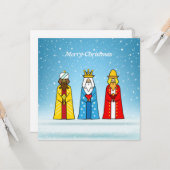 Carte Trois Sages sur fond bleu clair (Devant/Arrière en situation)