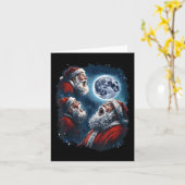 Carte Trois Santa Claus Moon Howling Funny Christmas Hol (Fleur jaune)