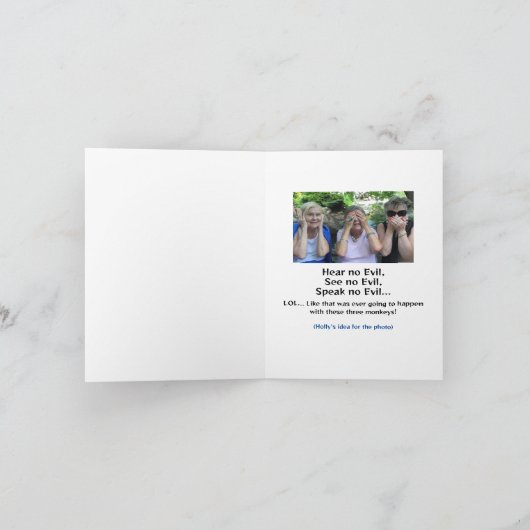 Carte Trois singes plus un de plus (Intérieur)