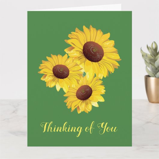 Carte Trois Sunflowers Design Blank Grey Card (Petite plante)