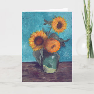 Carte Trois tournesols dans un vase