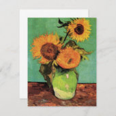 Carte Trois tournesols dans un vase par Vincent van Gogh (Devant / Derrière)