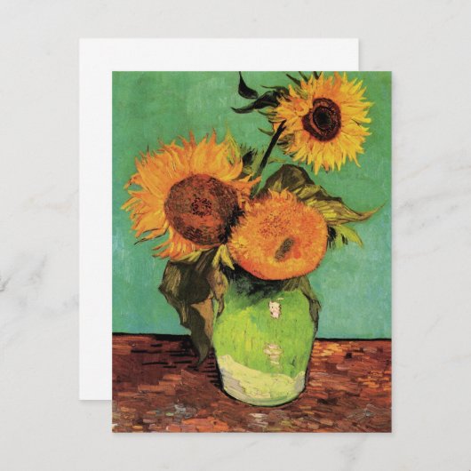 Carte Trois tournesols dans un vase par Vincent van Gogh (Devant / Derrière)