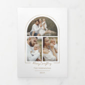 Carte Trois Volets Arche minimale élégante en ligne or 3 photos (Page de couverture)