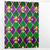 Carte Trois Volets Arrière - plan de bijoux Mardi Gras (Intérieur en premier)