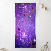 Carte Trois Volets Arrière - plan de feuille violet avec étoiles (Intérieur)