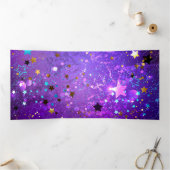 Carte Trois Volets Arrière - plan de feuille violet avec étoiles (Intérieur)