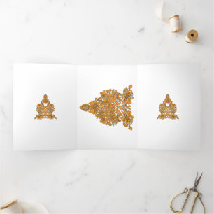 Carte Trois Volets Art Floral Paisley ・ Décor Boho Orange