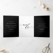 Carte Trois Volets Black Wedding Rsvp répondez gentiment (Intérieur)