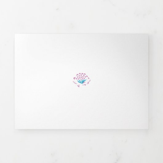 Carte Trois Volets Bleu de Cornflower clair, Ciel Mégenta, Fille (Page de couverture)