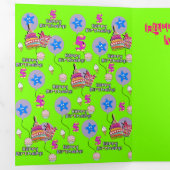 Carte Trois Volets Bonne 5e carte d'anniversaire, 5 verte (Intérieur en premier)