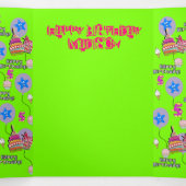 Carte Trois Volets Bonne 5e carte d'anniversaire, 5 verte (Intérieur au milieu)