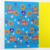 Carte Trois Volets Bonne 6e carte d'anniversaire, #6 bleu et jaune (Intérieur en premier)