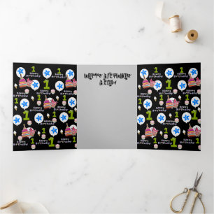 Carte Trois Volets Bonne Carte d'anniversaire, #1 Anniversaire Noir