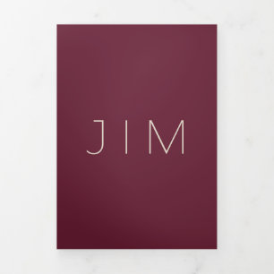 Carte Trois Volets Bourgogne Rouge Sang Formel Minimal Mariage