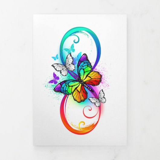 Carte Trois Volets Bright infinity with rainbow butterfly (Page de couverture)
