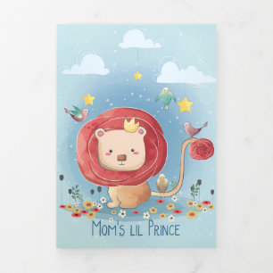 Carte Trois Volets Cadeau Mère Prince Lion de Mère