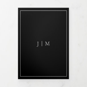 Carte Trois Volets Cadre noir simple moderne mariage formel