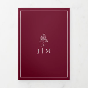 Carte Trois Volets Cadre simple formel mariage moderne bordeaux
