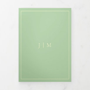 Carte Trois Volets Cadre Simple Formel Mariage Moderne Pistache