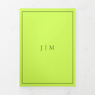 Carte Trois Volets Cadre simple formel moderne Cyber Lime Jet Black