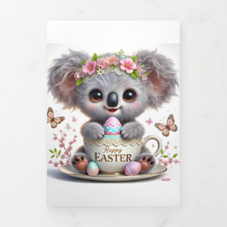 Carte Trois Volets Carte Pâques Paisible mignonne avec Koala