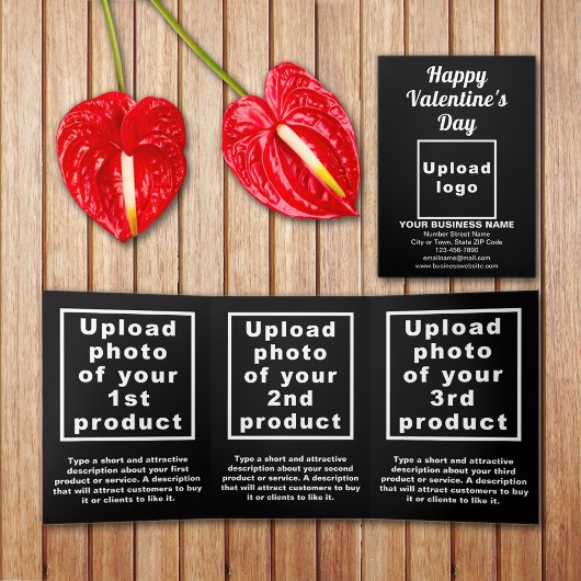 Carte Trois Volets Carte triangulaire Valentine Black Business