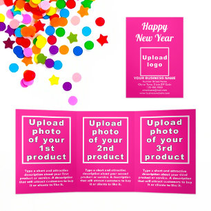 Carte Trois Volets Carte triplée rose pour le Nouvel An