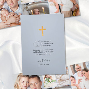 Carte Trois Volets Christening 6 Photo Pink Thank You Blue