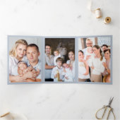 Carte Trois Volets Christening 8 Merci photo Keepsaké bleu (Intérieur)