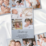 Carte Trois Volets Christening 8 Merci photo Keepsaké bleu<br><div class="desc">Carte de remerciements photo à envoyer à votre famille et aux invités suivant le baptême ou le baptême de votre petit. Le design a un collage photo sur le devant avec le nom, la date et le lieu du bébé. À l'arrière, vous pouvez ajouter vos titres et texte personnalisés, tels...</div>