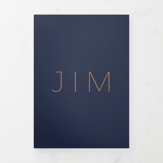 Carte Trois Volets Classic Navy Blue Formal minimal Wedding (Page de couverture)