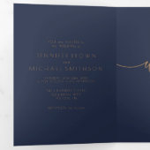 Carte Trois Volets Classic Navy Blue Formal minimal Wedding (Intérieur en premier)