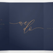 Carte Trois Volets Classic Navy Blue Formal minimal Wedding (Intérieur au milieu)