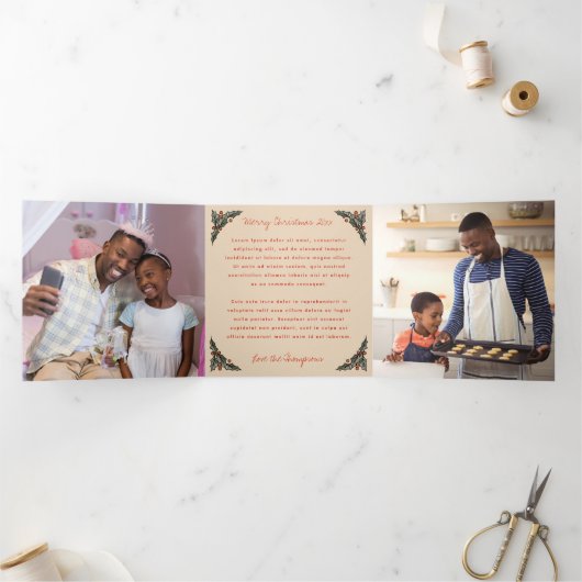 Carte Trois Volets Collage Holiday Photo Holly (Intérieur)