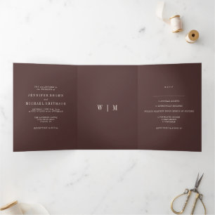Carte Trois Volets Couleur de mariage moderne tendance marron chocola