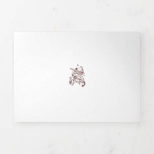 Carte Trois Volets Décor rouge orangé (Page de couverture)