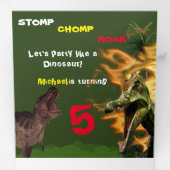 Carte Trois Volets Dinosaure rugissant T-rex animaux éteints (Intérieur en premier)