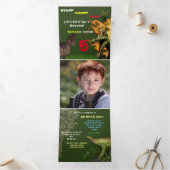 Carte Trois Volets Dinosaure rugissant T-rex animaux éteints (Intérieur)