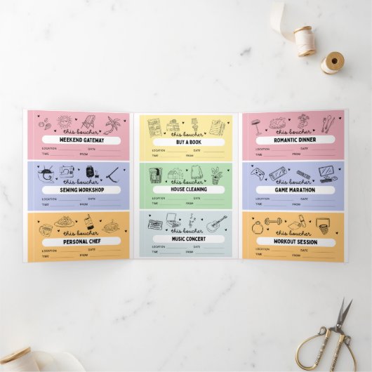 Carte Trois Volets DIY Custom Activity Coupons Trifold Card (Intérieur)