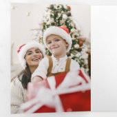 Carte Trois Volets Élégant Gold Happy Holidays Script Photo unique (Intérieur en premier)