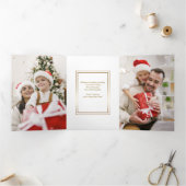Carte Trois Volets Élégant Gold Happy Holidays Script Photo unique (Intérieur)