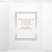 Carte Trois Volets Élégant Gold Happy Holidays Script Photo unique (Intérieur au milieu)